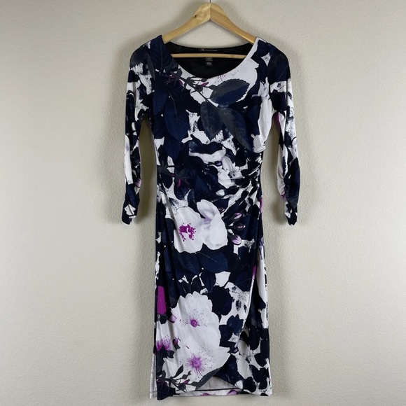 INC International Concepts Women's Floral Print Wrap Dress Blue -Size Petite L main image 0